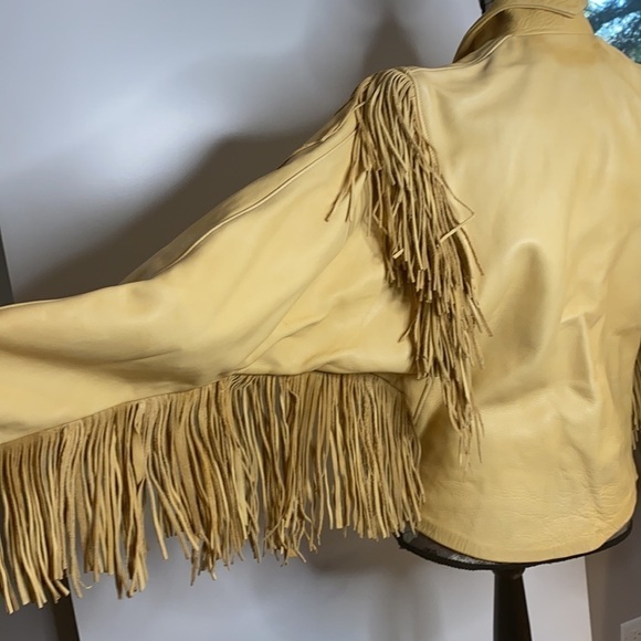 Vintage Size 6-8 Handmade Leather Butterscotch Western Jacket Coat with Fringe - Picture 10 of 16